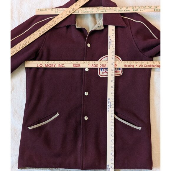 Marshall Gamemaster VTG 50s 60s Wool Maroon Tri-State Engineers Snap Jacket 38 - Picture 8 of 11
